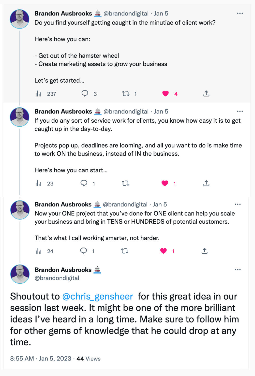 Chris Gensheer Personal Brand Content Strategist